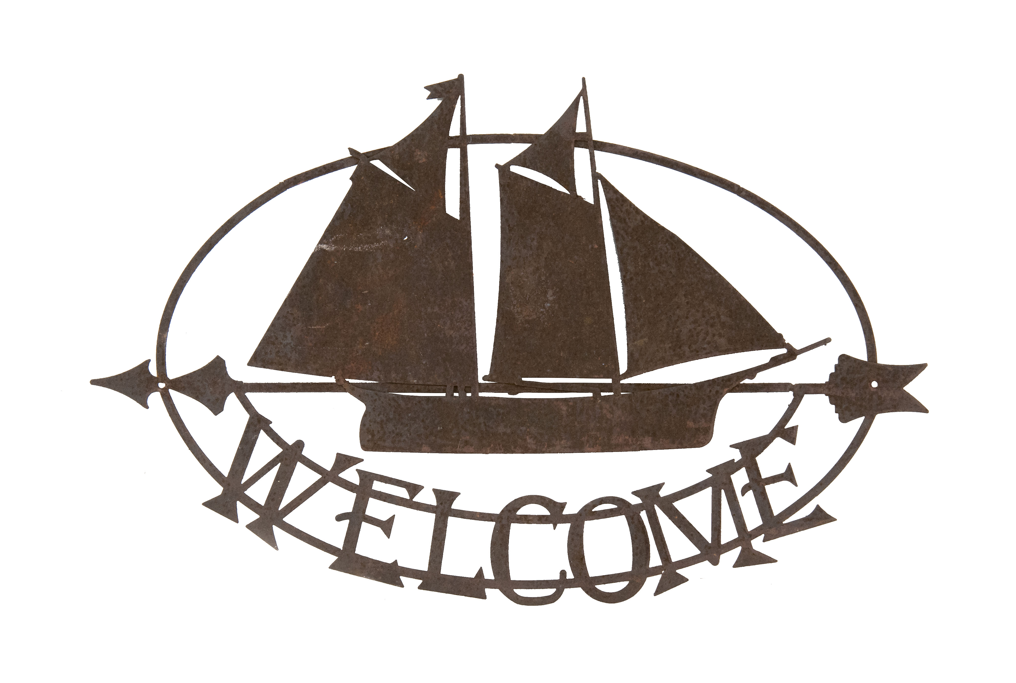 Appraisal: CUT TIN SIGN Depicting a two-masted sailing vessel and the