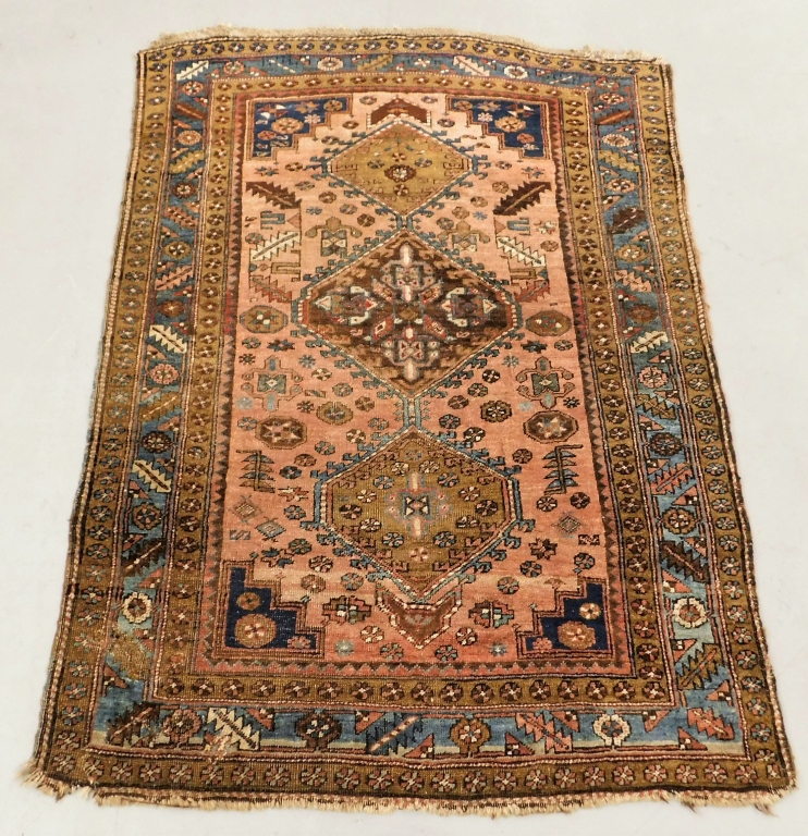 Appraisal: MIDDLE EASTERN GEOMETRIC HERIZ CARPET RUG Middle East th CenturyNavy