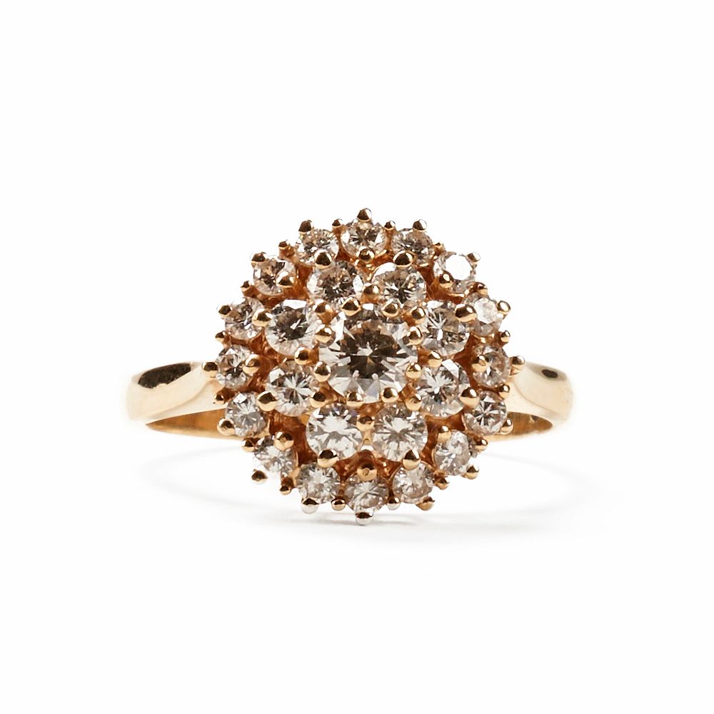 Appraisal: K Gold Diamond Cluster Ring K yellow gold diamond cluster