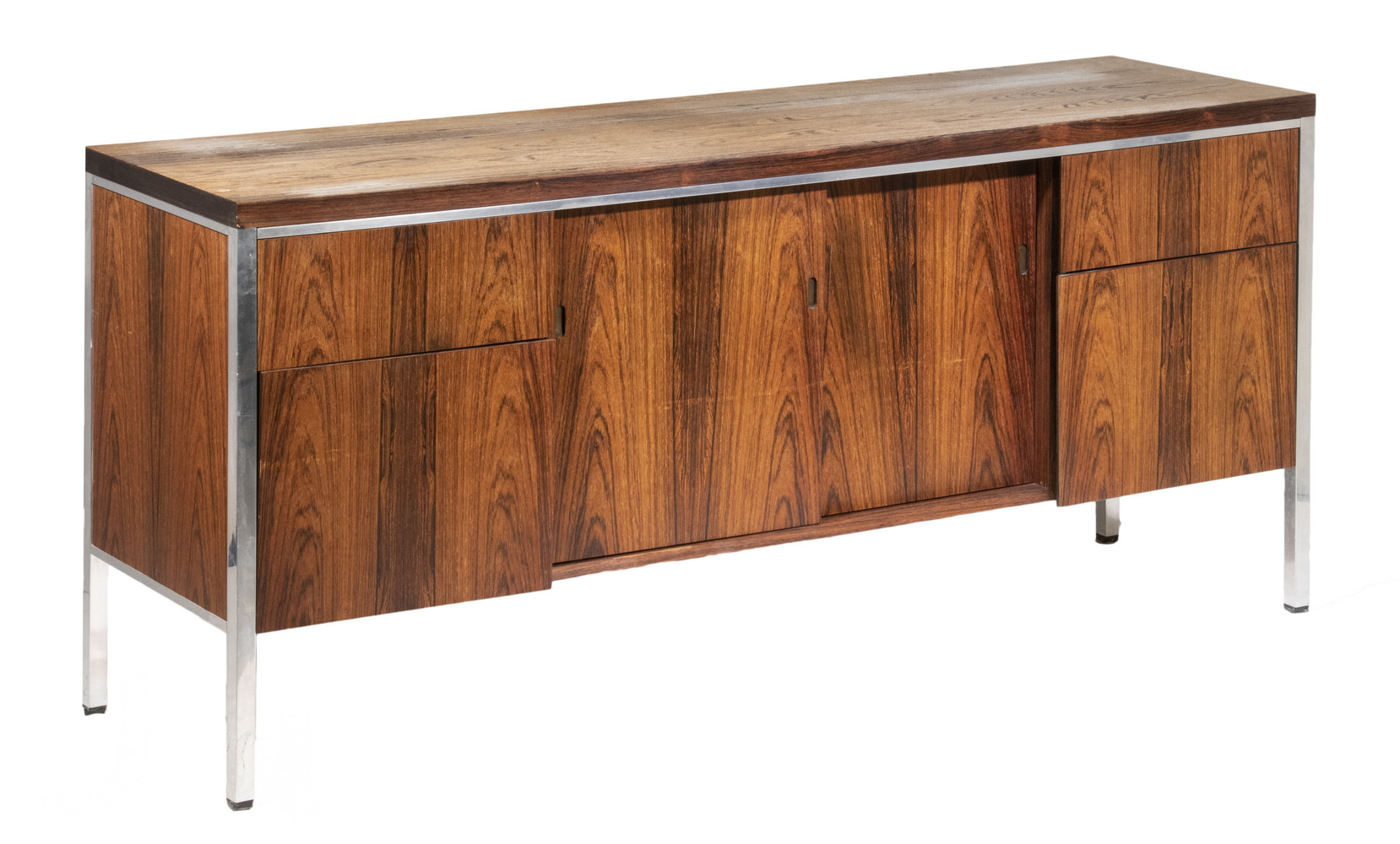 Appraisal: MID-CENTURY ROSEWOOD CREDENZA JG for Standard Desk Credenza with chrome