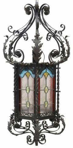 Appraisal: Large Continental wrought iron hanging lantern early th c wrought