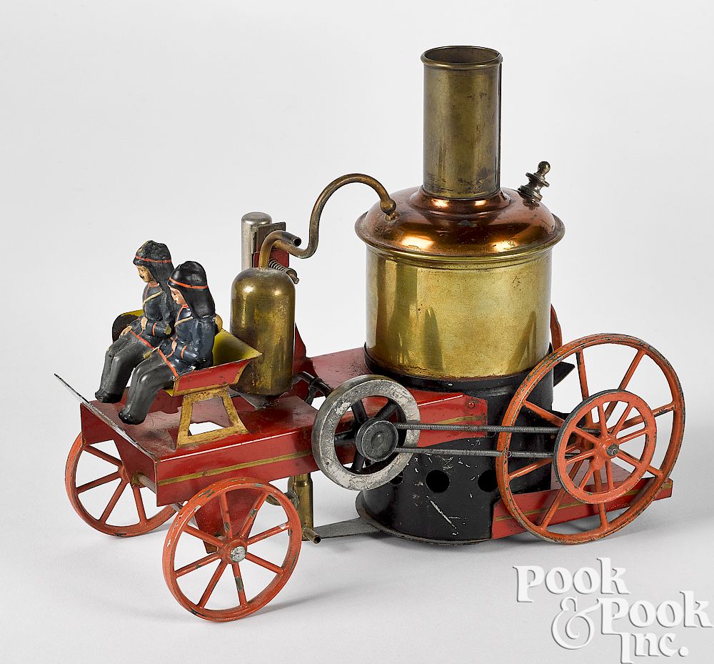 Appraisal: Schoenner live steam brass fire pumper Schoenner live steam brass