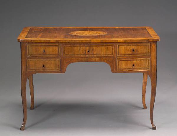 Appraisal: An Italian Rococo marquetry and walnut desk mid th century