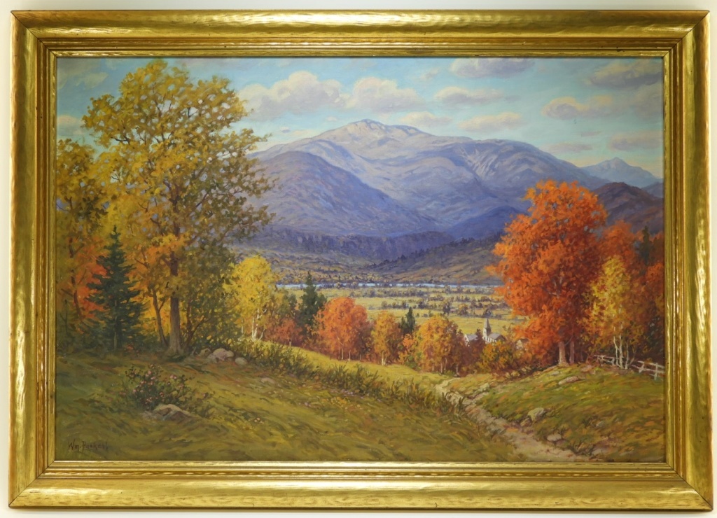 Appraisal: WILLIAM PASKELL ILLUMINATED MT CHOCORUA LANDSCAPE Massachusetts - Fall landscape