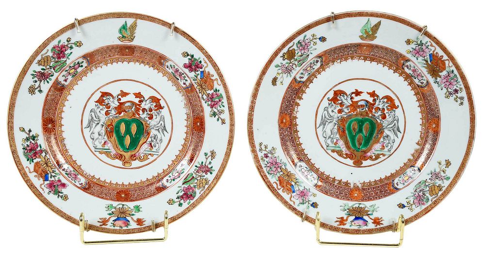 Appraisal: Two Chinese Export Plates Arms of Woodward circa - Yongzheng