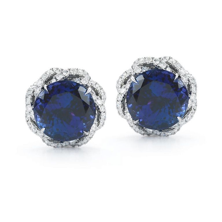 Appraisal: K Gold ct Tanzanite and Diamond Stud Earrings TANZANITE AND