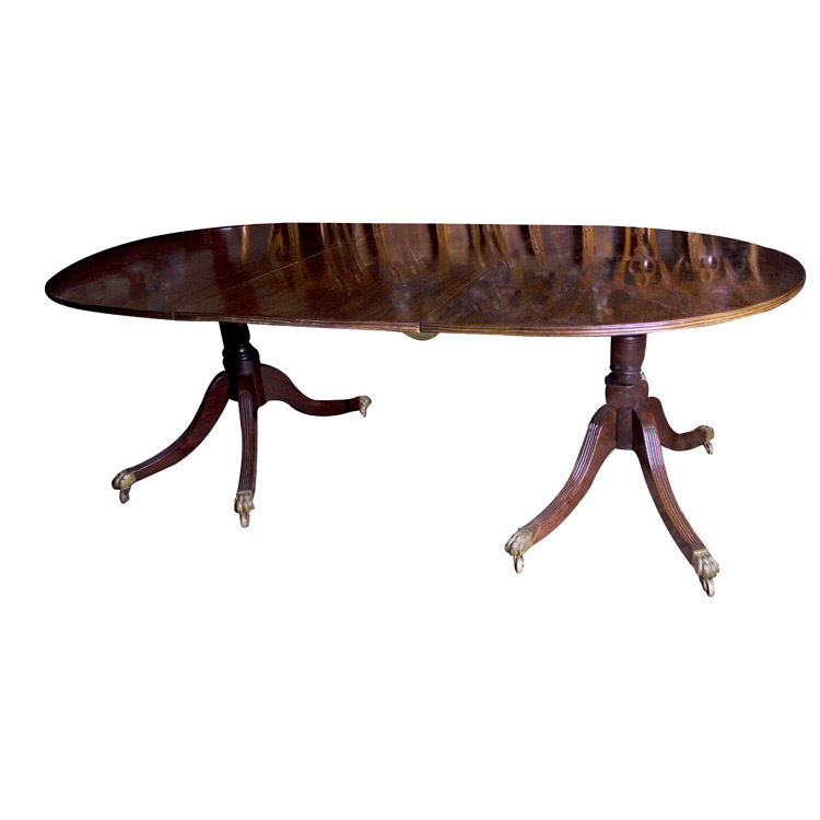 Appraisal: George III Style Mahogany Double-Pedestal Dining Table Height inches width