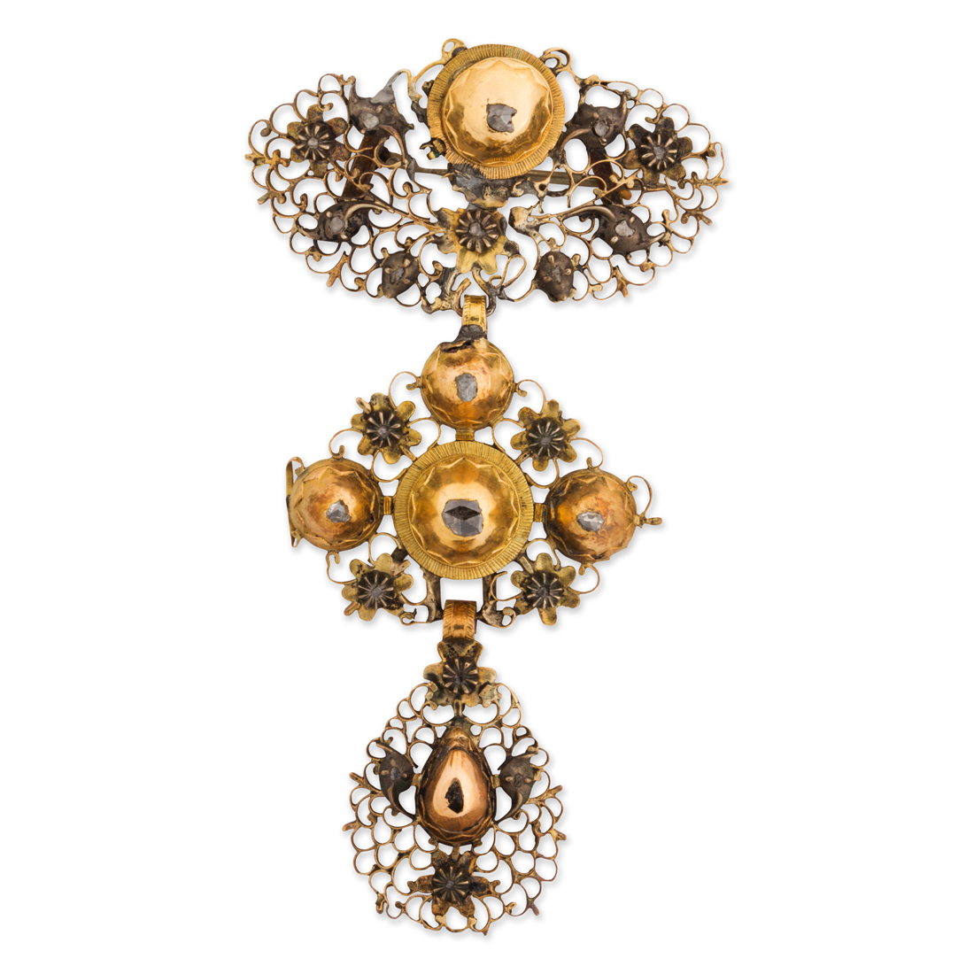 Appraisal: A GEORGIAN DIAMOND AND EIGHTEEN KARAT GOLD PENDANT BROOCH A