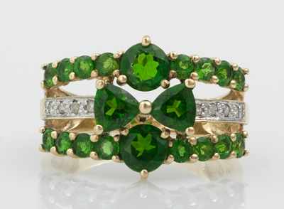 Appraisal: A Ladies' Green Garnet and Diamond Ring k yellow gold