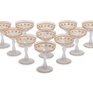 Appraisal: A Set of Eleven Parcel Gilt Champagne Coupes th Century