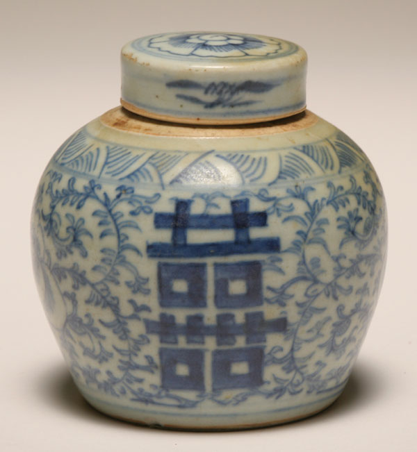 Appraisal: Chinese th century blue and white porcelain ginger jar with