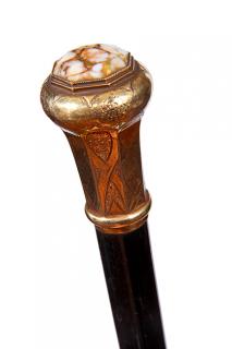 Appraisal: Gold Quartz Presentation Cane- Ca - This cane was presented