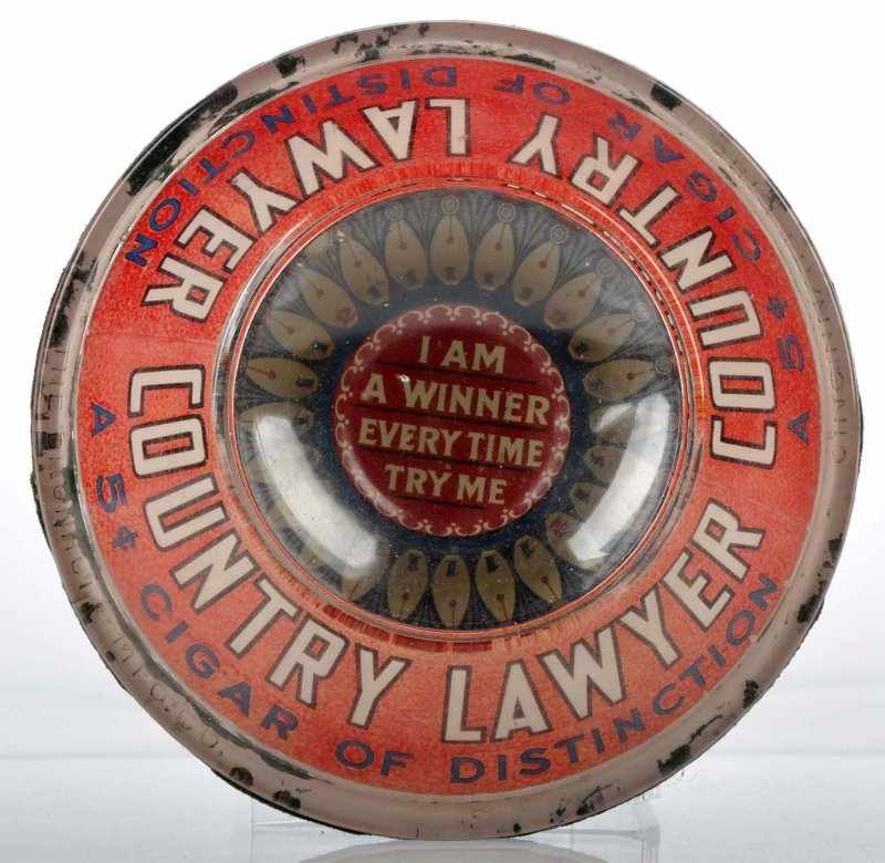 Appraisal: Country Lawyer Cigar Ashtray Change Receiver Description Unique glass gambling