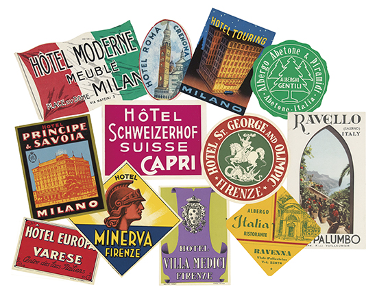 Appraisal: LUGGAGE LABELS--ITALY Group of approximately Italian hotel luggage labels gathered