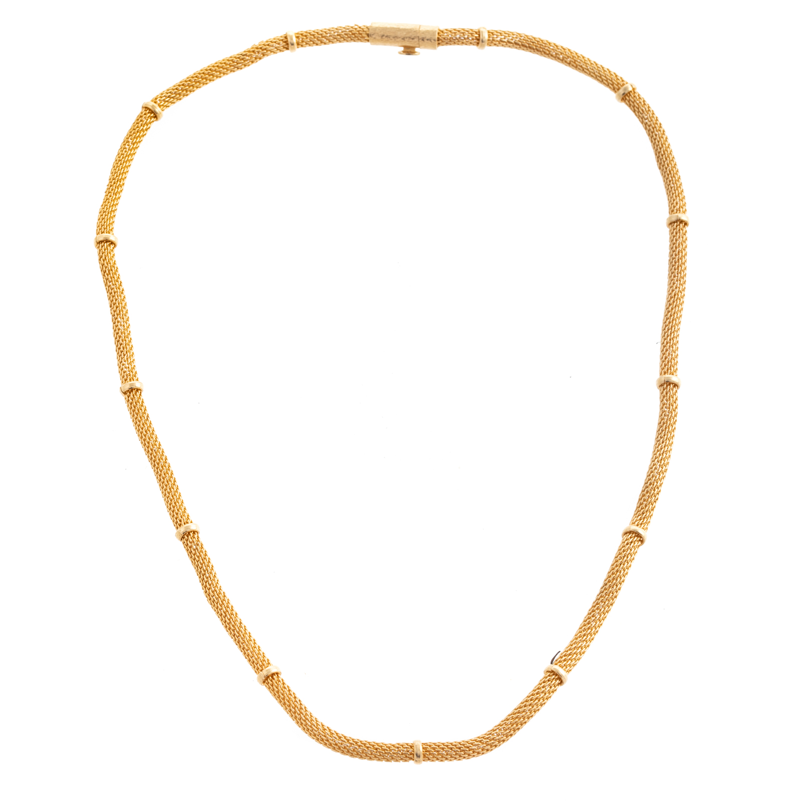 Appraisal: A FLEXIBLE MESH LINK NECKLACE IN K YELLOW GOLD K