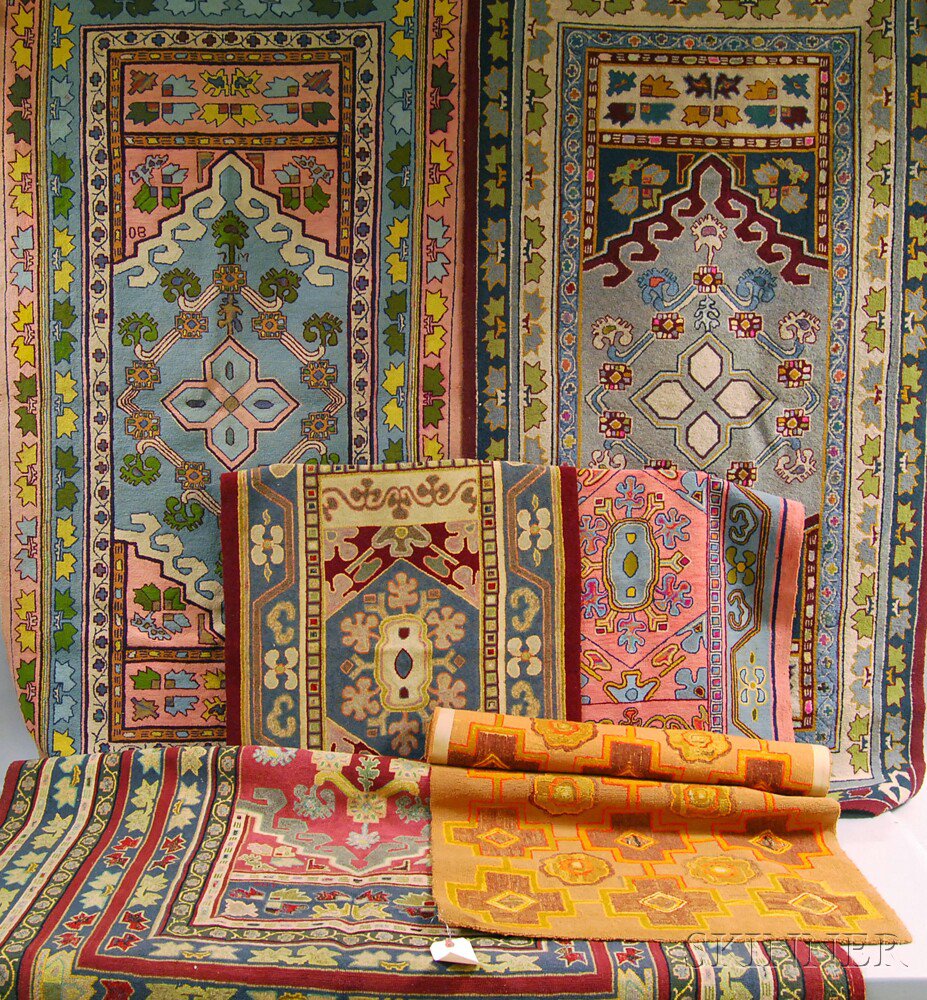 Appraisal: Six Oriental-pattern Hooked Rugs and Mats designed by Pearl McGown