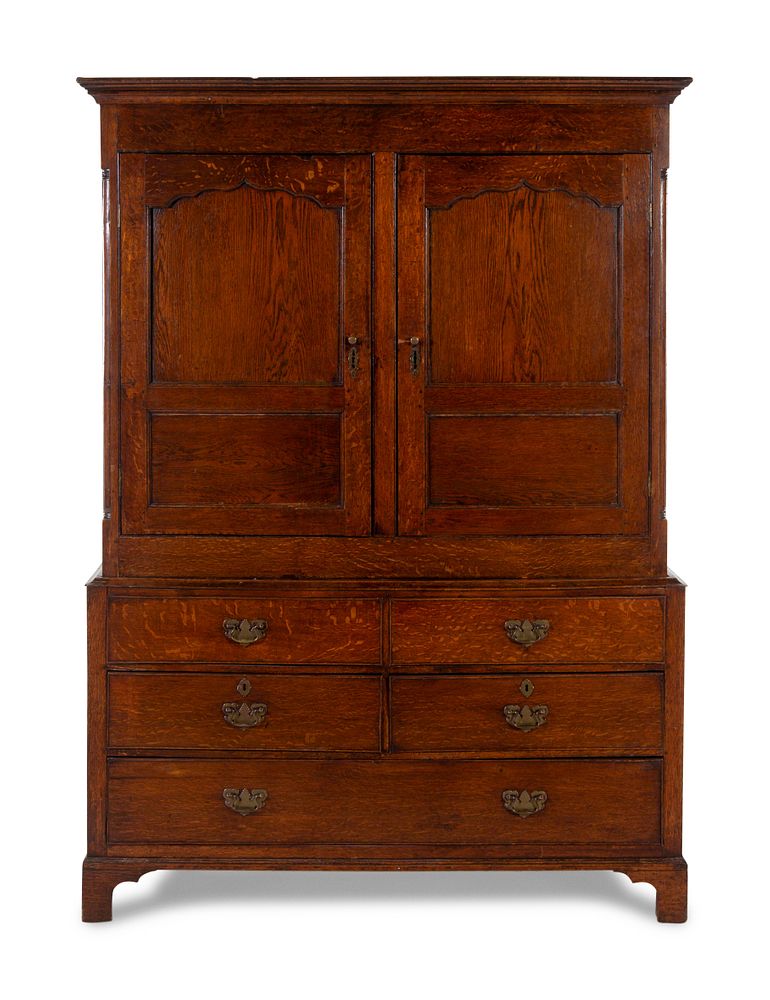 Appraisal: A George III Oak Linen Press A George III Oak