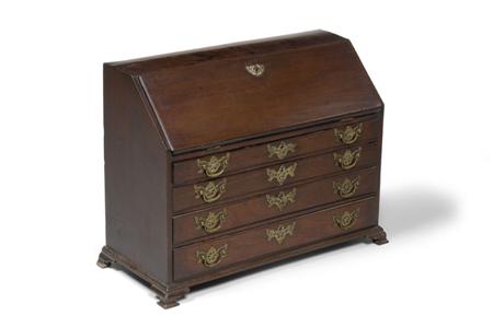 Appraisal: A George III mahogany miniature bureau circa the fall front