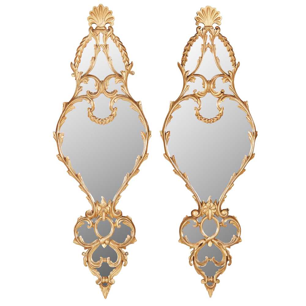 Appraisal: PAIR OF GEORGIAN STYLE GILTWOOD MIRRORS IN THE MANNER OF