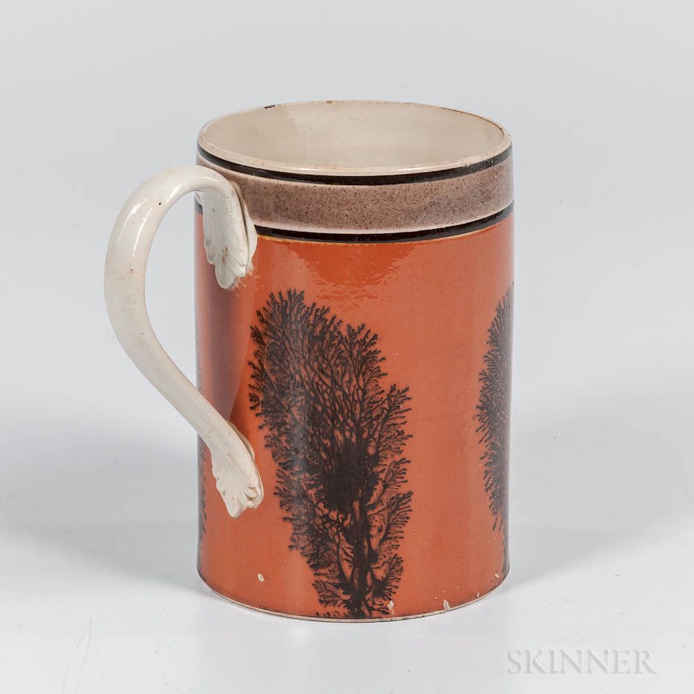 Appraisal: Mocha Tree -decorated Quart Mug Mocha Tree -decorated Quart Mug