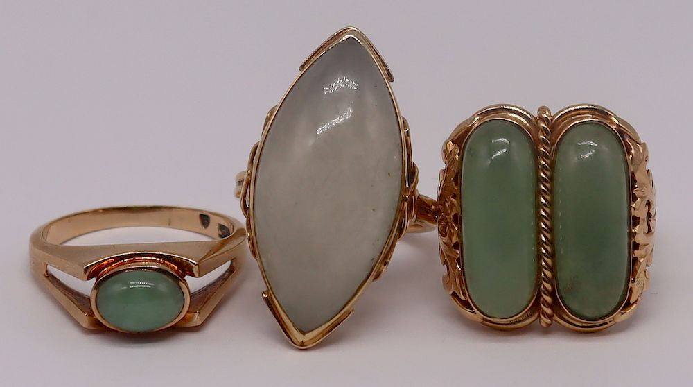 Appraisal: JEWELRY kt Gold and Jade Rings Includes a kt yellow