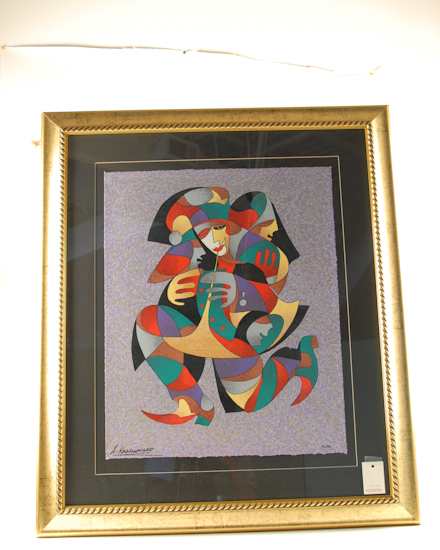 Appraisal: Anatole Krashyansky Running Jester Serigraph With certificate of authenticity framed