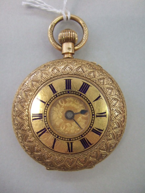 Appraisal: An ct gold cased keyless wind half hunting cased fob