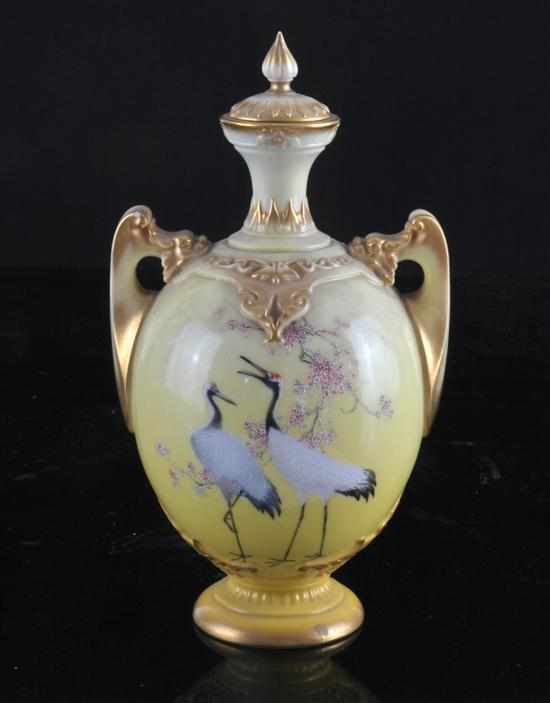 Appraisal: A Royal Worcester porcelain vase and cover Circa The ovoid