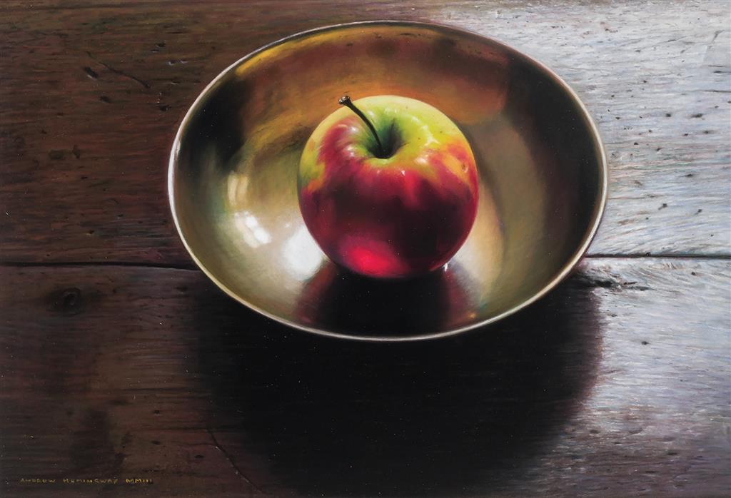 Appraisal: ANDREW HEMINGWAY British b Still Life with Apple February Red