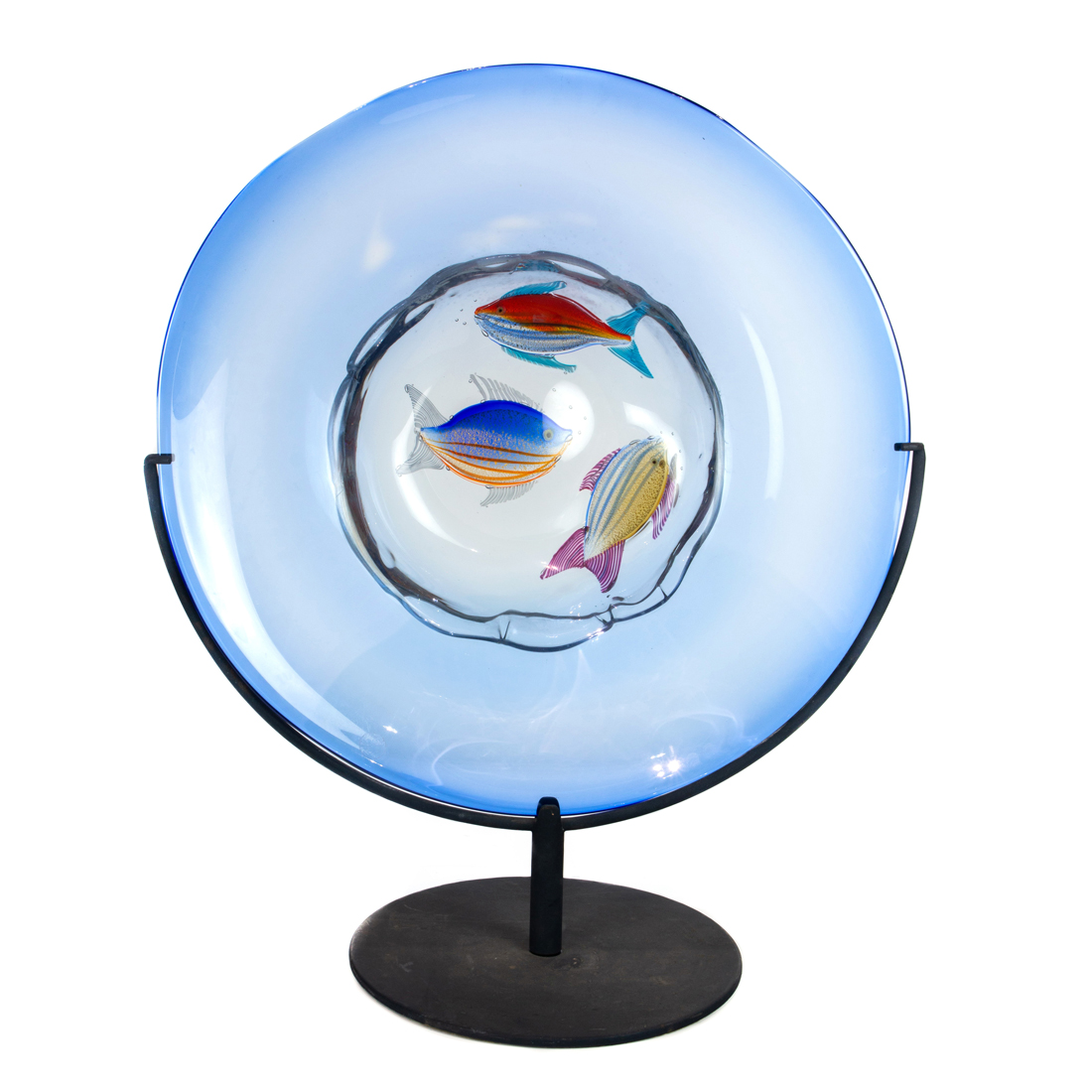 Appraisal: A LARGE LUIGI MELLORA MURANO FISH CHARGER ON STAND A