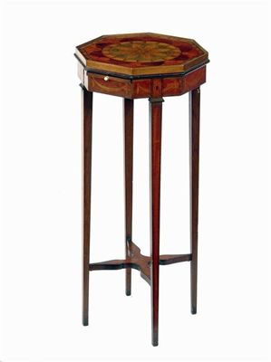 Appraisal: A late Victorian mahogany and marquetry urn stand the octagonal