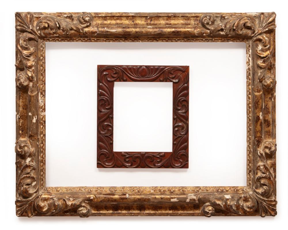 Appraisal: Two Antique Frames larger giltwood overall in x in opening