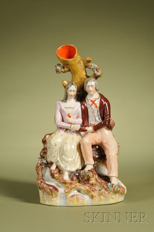 Appraisal: Victorian Staffordshire Figural Spill Vase England th century polychrome enamel