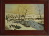 Appraisal: W C - Pennsylvania Primitive Ice Skating Scene ca signed