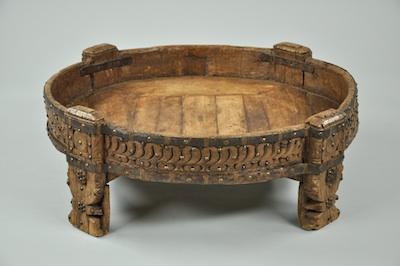 Appraisal: A Carved Wood Tribal Table Base The circular primitively carved