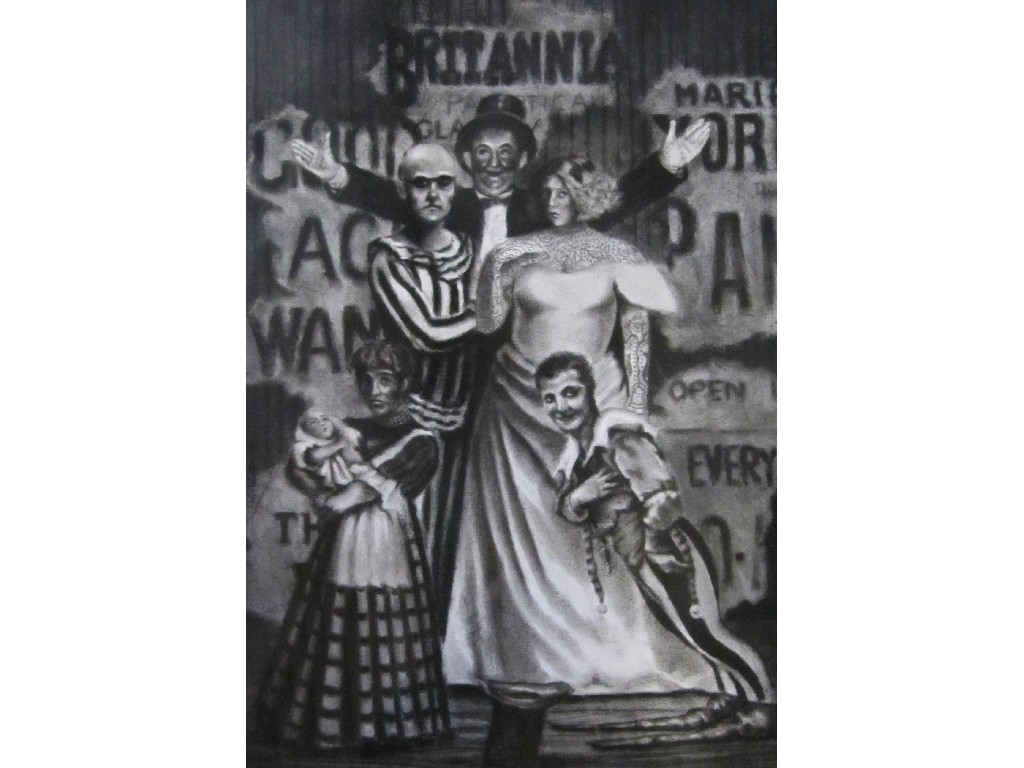 Appraisal: NANCY LITTLEJOHN Charcoal 'Act I at the Brittania Music Hall'