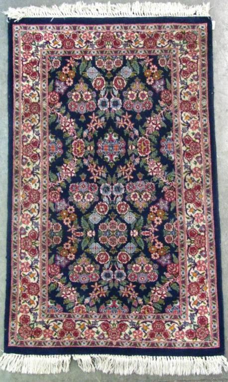 Appraisal: Handmade Oriental Area Rug traditional India design with blue floral