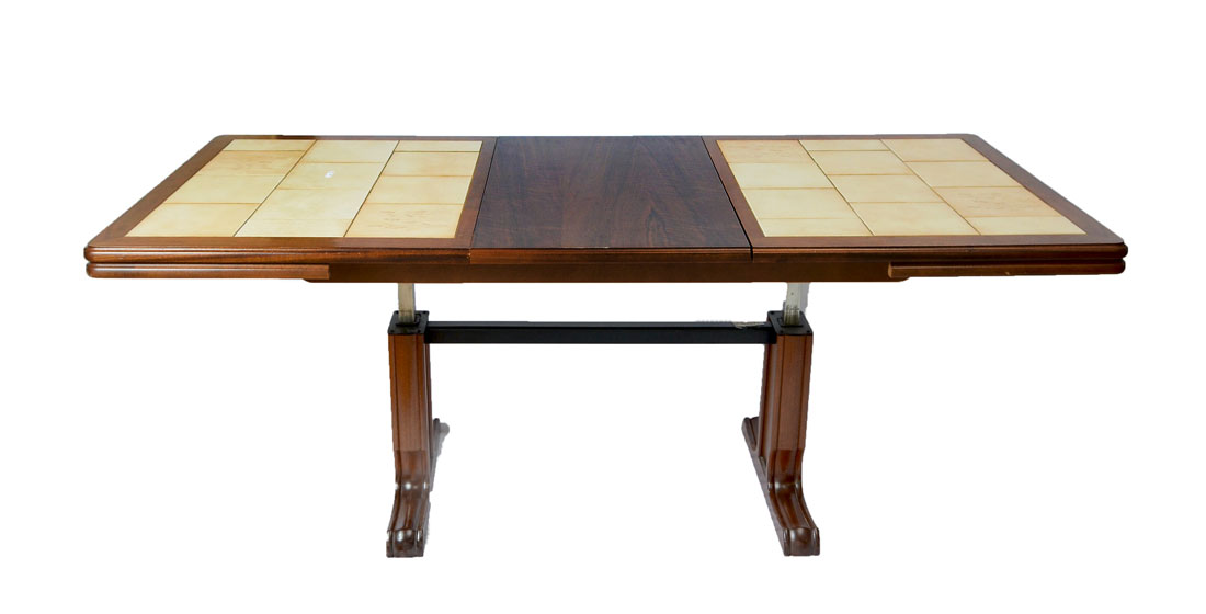 Appraisal: CONVERTIBLE ROSEWOOD TILE TOP COFFEE DINING TABLE Convertible or metamorphic