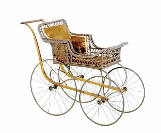 Appraisal: Victorian wicker baby carriage late th century ornamental bent wicker