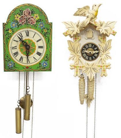 Appraisal: lot of German painted wood cuckoo clocks comprising having polychrome