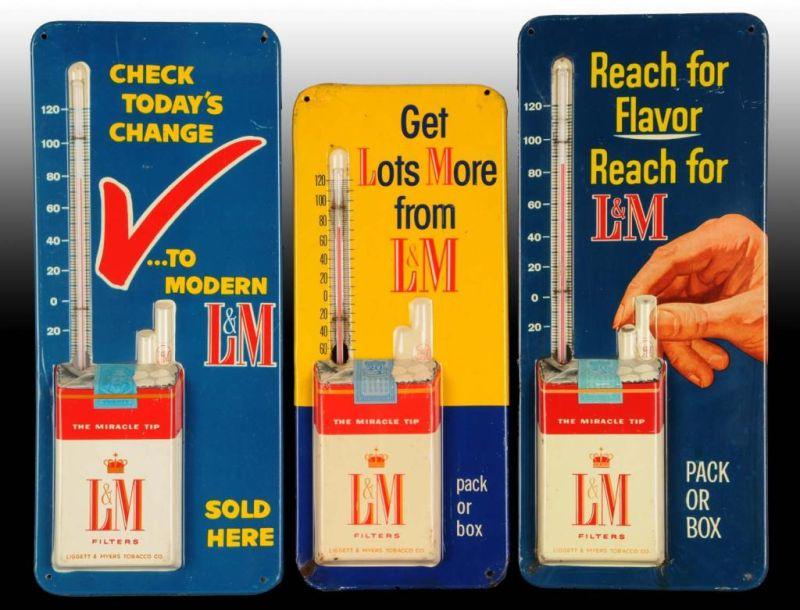 Appraisal: Lot of Assorted L M Cigarette Tin Thermometers Description Circa