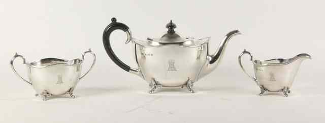 Appraisal: A three-piece silver tea set S Ld Birmingham comprising teapot