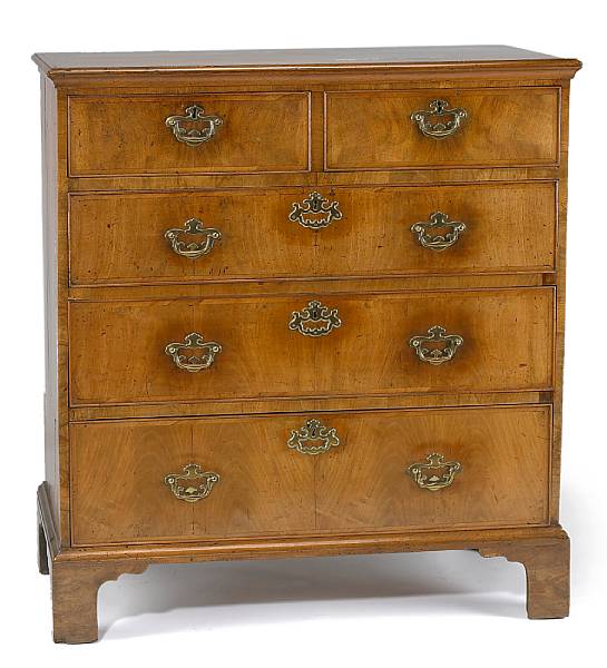 Appraisal: A George II inlaid walnut chest of drawers second quarter