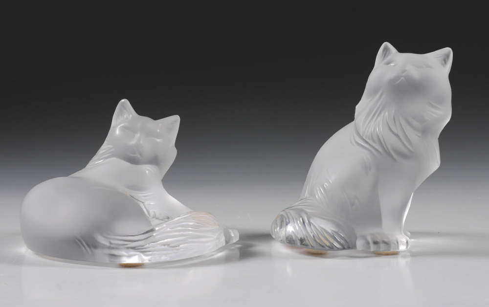 Appraisal: LALIQUE CRYSTAL CAT FIGURES pieces total to include Frosted seated