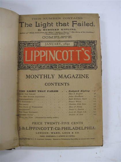 Appraisal: vol Kipling Rudyard Lippincott's Monthly Magazine London January to early