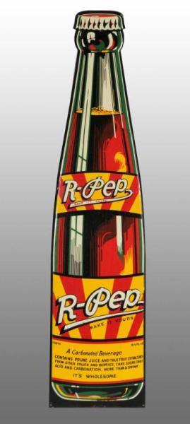 Appraisal: Embossed Tin R-Pep Bottle Die-Cut Sign Description s Minor rust