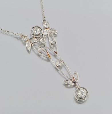 Appraisal: A Platinum and Diamond Pendant Platinum pendant set with old