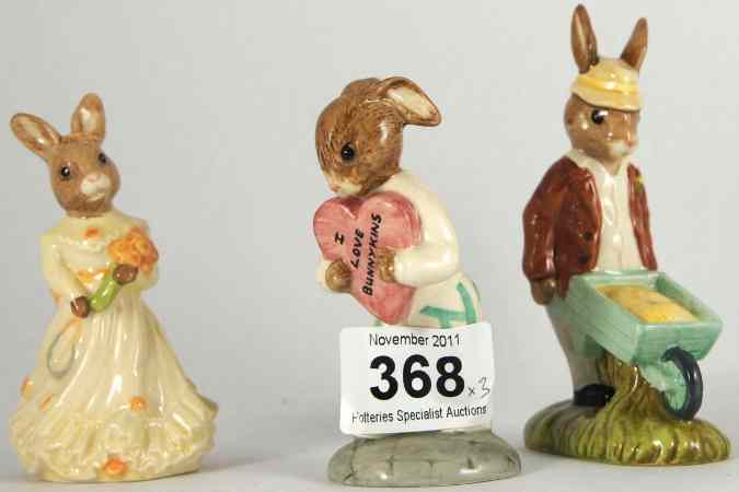 Appraisal: Royal Doulton Bunnykins Figures Gardener DB Bridesmaid DB Sweetheart DB