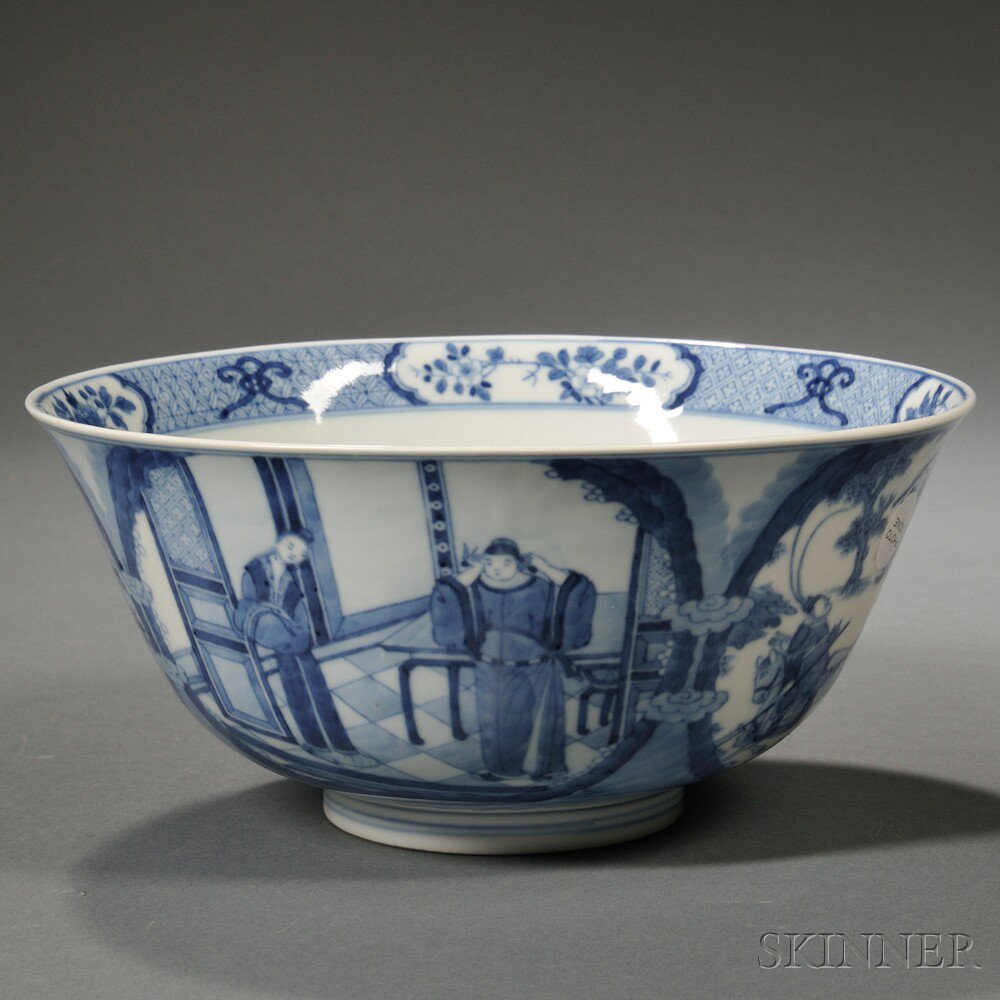 Appraisal: Blue and White Bowl China th century the rounded sides