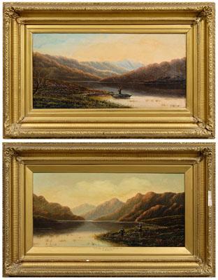 Appraisal: Pair British School paintings Highland fishing scenes quot The Lonely